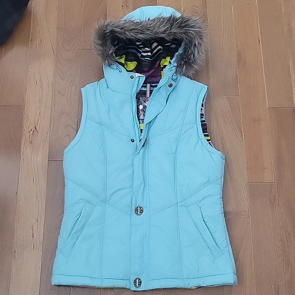 Burton Dry Ride Light Blue‎ Hooded Snowboard Vest Medium